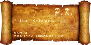 Priher Krizanta névjegykártya